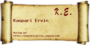 Kaspari Ervin névjegykártya